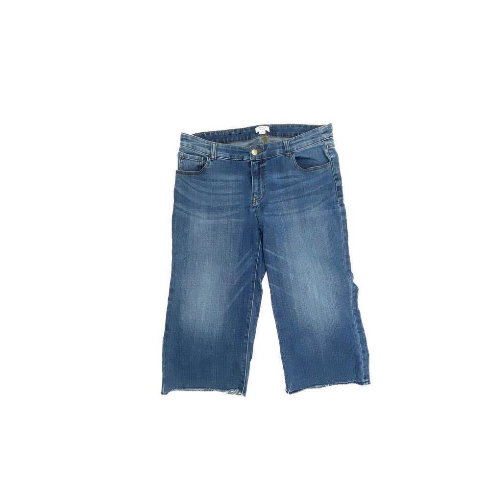 Crown & Ivy Raw Hem Cut‎ Capri Women's size 10 Dark Wash Blue Denim jeans